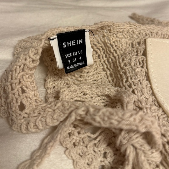 SHEIN Cream Crochet Halter Bikini Top Size Small - Picture 3 of 5